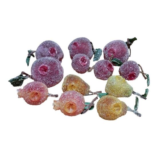 Vintage Sugared Frosted Beaded Fruit Christmas Holiday String Light Covers 12 - Picture 3 of 3